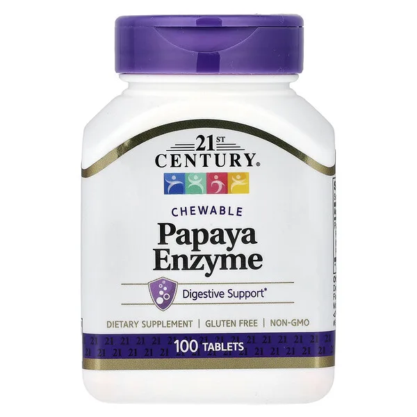 21st Century Chewable Papaya Enzyme, 100 Tablets