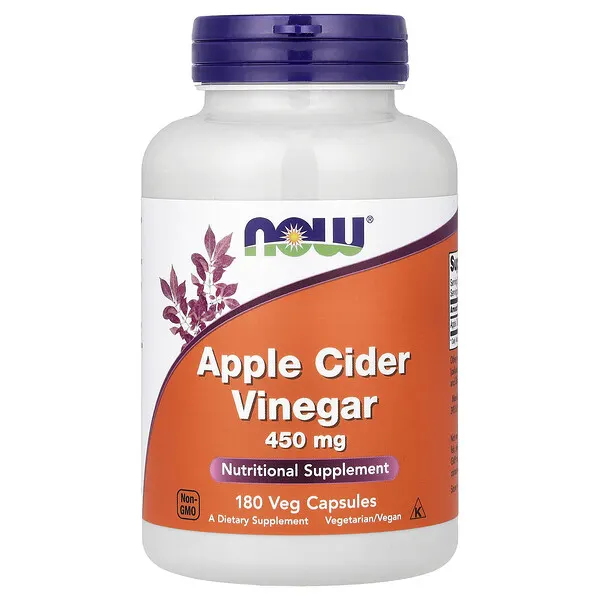 NOW Foods Apple Cider Vinegar, 450 mg, 180 Veg Capsules
