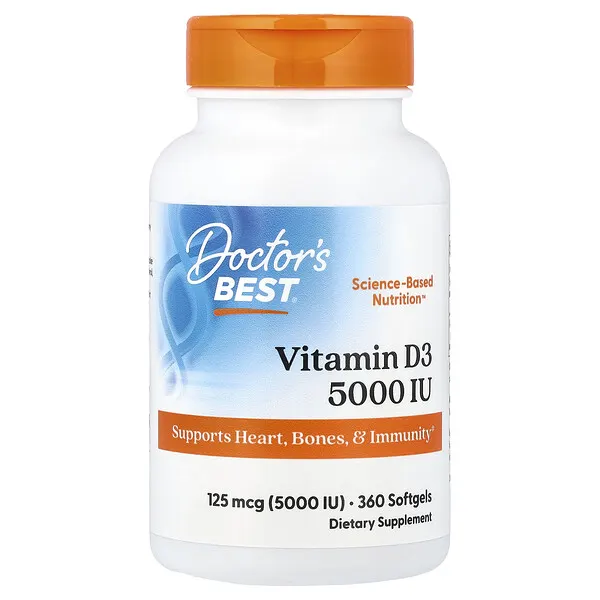 Doctor's Best Vitamin D3, 125 mcg (5,000 IU), 360 Softgels