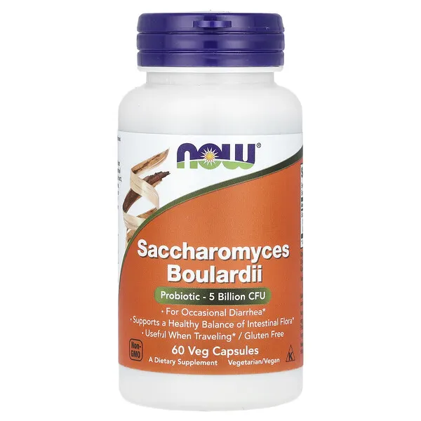 NOW Foods Saccharomyces Boulardii, Probiotic , 5 Billion CFU, 60 Veg Capsules