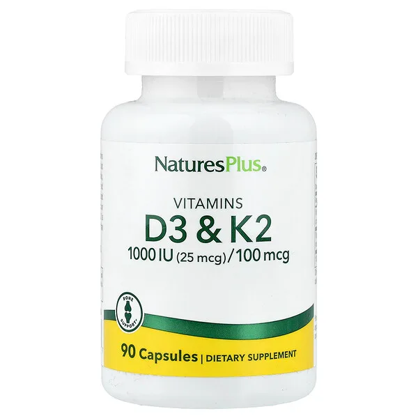 NaturesPlus Vitamin D3 & K2, 90 Capsules