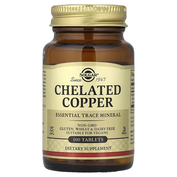 Solgar Chelated Copper, 100 Tablets (2.5 mg per Tablet)