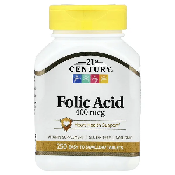 21st Century Folic Acid, 400 mcg, 250 Easy to Swallow Tablets
