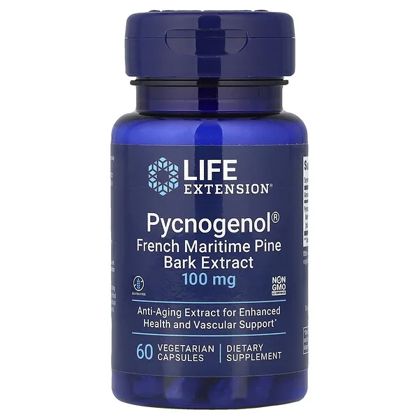 Life Extension Pycnogenol®, French Maritime Pine Bark Extract, 100 mg, 60 Vegetarian Capsules