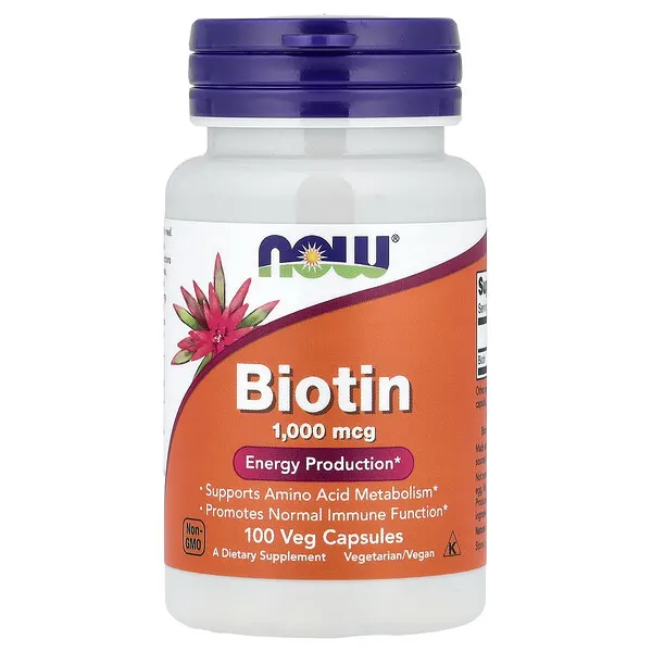 NOW Foods Biotin, 1,000 mcg, 100 Veg Capsules