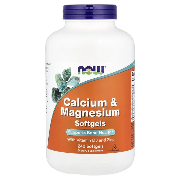 NOW Foods Calcium & Magnesium With Vitamin D-3 and Zinc, 240 Softgels