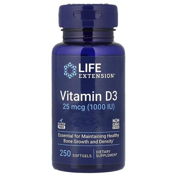 Life Extension Vitamin D3, 25 mcg (1,000 IU), 250 Softgels