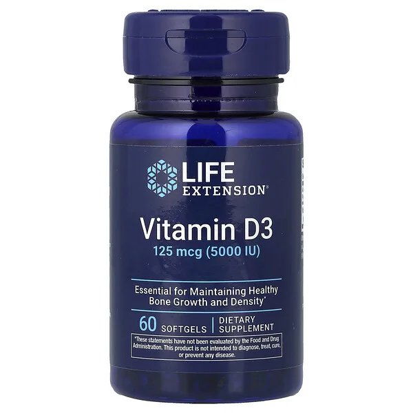Life Extension Vitamin D3, 125 mcg (5,000 IU), 60 Softgels