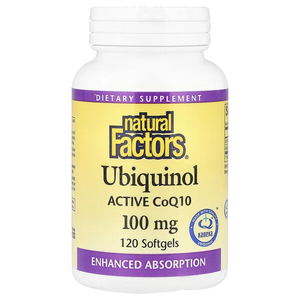 Natural Factors Ubiquinol, Active CoQ10, 100 mg, 120 Softgels
