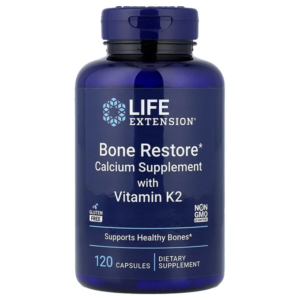 Life Extension Bone Restore, Calcium Supplement with Vitamin K2, 120 Capsules