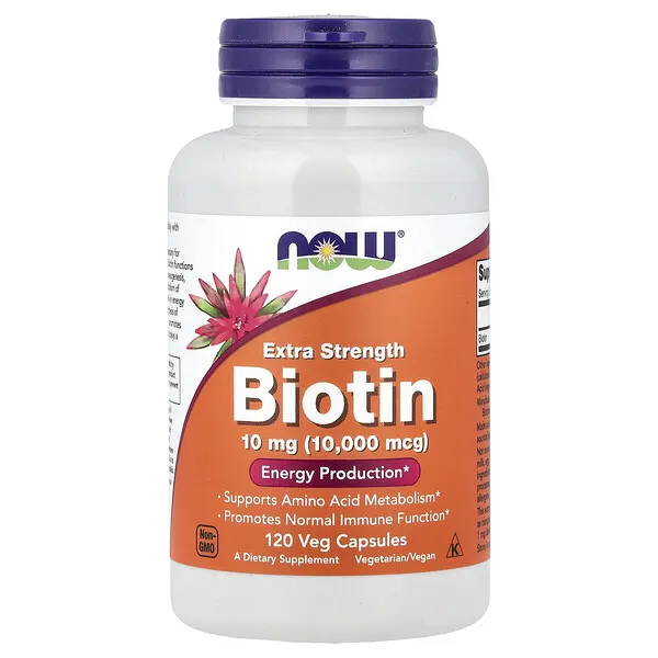 NOW Foods Biotin, 10 mg, 120 Veg Capsules