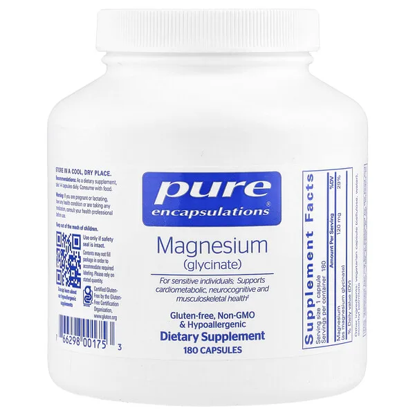 Pure Encapsulations Magnesium (Glycinate), 180 Capsules (120 mg per Capsule)
