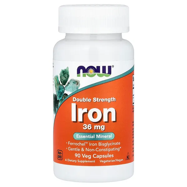NOW Foods Iron, 36 mg, 90 Veg Capsules
