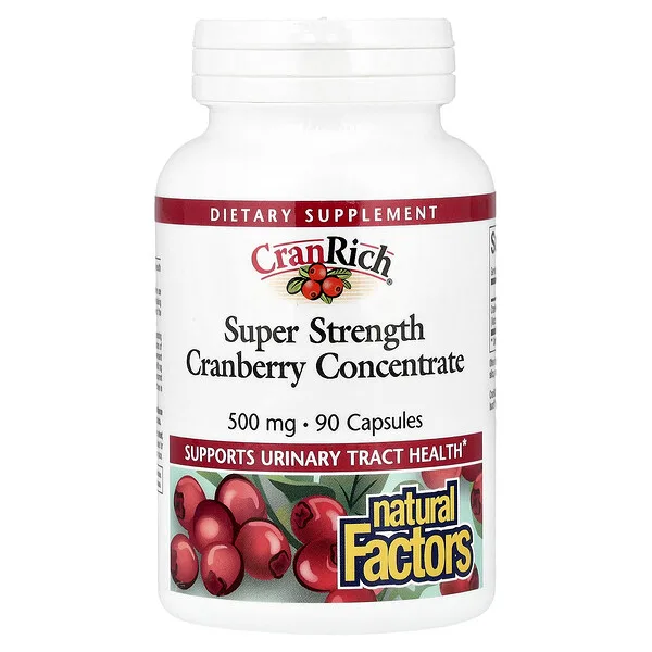Natural Factors CranRich®, Cranberry Concentrate, Super Strength, 500 mg, 90 Capsules