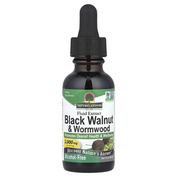 Nature's Answer Black Walnut & Wormwood, Fluid Extract, Alcohol-Free, 1 fl oz (30 ml)