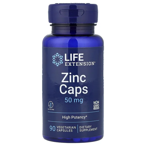 Life Extension Zinc Caps, High Potency, 50 mg, 90 Vegetarian Capsules