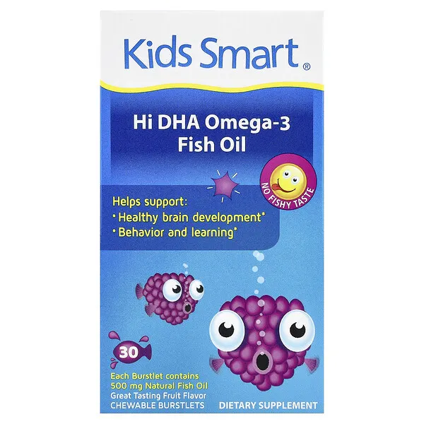 Kids Smart Kids Smart®, Hi DHA-Omega 3 Fish Oil, Fruit, 30 Chewable Burstlets