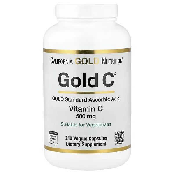 California Gold Nutrition Gold C®, USP Grade Vitamin C, 500 mg, 240 Veggie Capsules