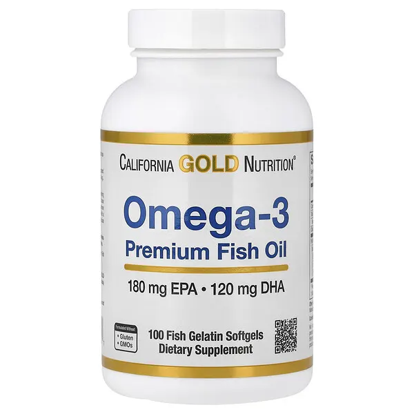 California Gold Nutrition Omega-3 Premium Fish Oil, 100 Fish Gelatin Softgels (1,100 mg per Softgel)