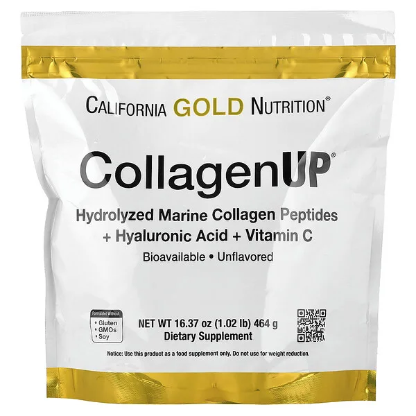 California Gold Nutrition CollagenUP®, Hydrolyzed Marine Collagen Peptides with Hyaluronic Acid, Unflavored, 1.02 lb (464 g)