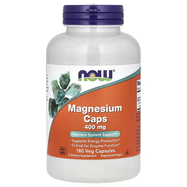 NOW Foods Magnesium Caps, 400 mg, 180 Veg Capsules