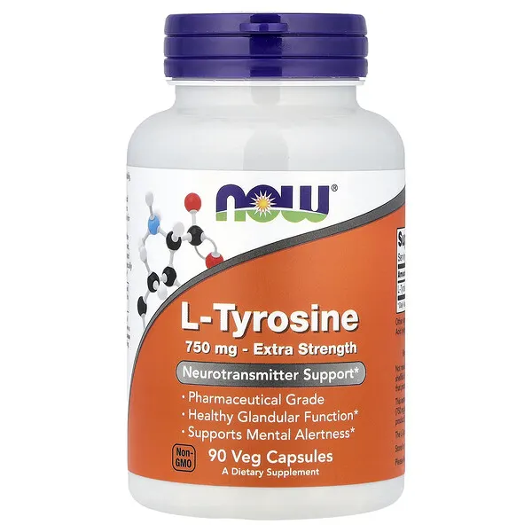 NOW Foods L-Tyrosine, 750 mg, 90 Veg Capsules