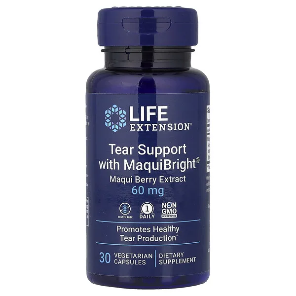 Life Extension Tear Support with MaquiBright®, Maqui Berry Extract, 60 mg, 30 Vegetarian Capsules