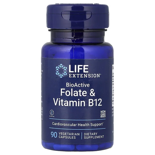Life Extension BioActive Folate & Vitamin B12, 90 Vegetarian Capsules