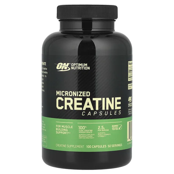 Optimum Nutrition Micronized Creatine Capsules, 100 Capsules (1.25 g per Capsule )