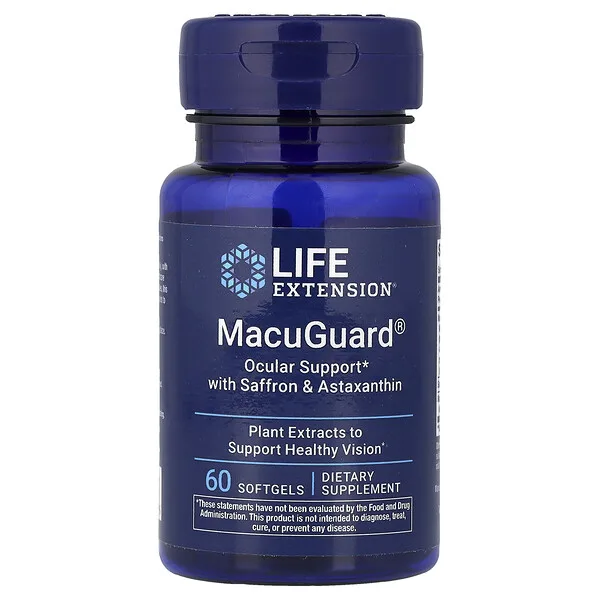 Life Extension MacuGuard®, Ocular Support with Saffron & Astaxanthin, 60 Softgels