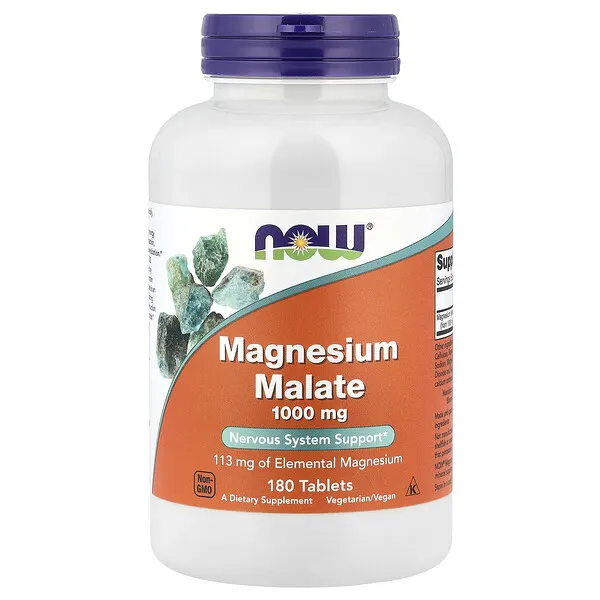 NOW Foods Magnesium Malate, 1,000 mg, 180 Tablets