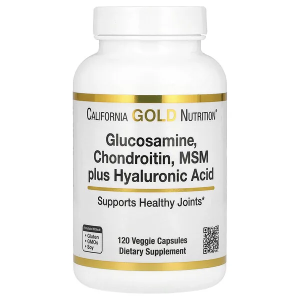 California Gold Nutrition Glucosamine, Chondroitin, MSM Plus Hyaluronic Acid, 120 Veggie Caps