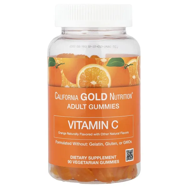 California Gold Nutrition Vitamin C Gummies with Vitamin A from 100% Beta-Carotene, Orange, 90 Vegetarian Gummies