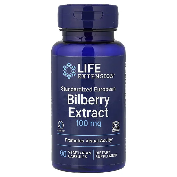 Life Extension Standardized European Bilberry Extract, 100 mg, 90 Vegetarian Capsules