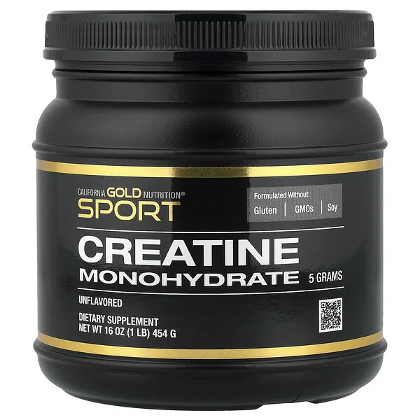 California Gold Nutrition Sport, Pure Creatine Monohydrate, Unflavored, 1 lb (454 g)