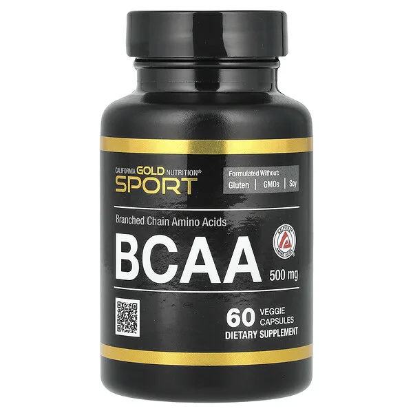 California Gold Nutrition Sport, BCAA, AjiPure® Branched Chain Amino Acids 2:1:1 with L-Leucine, L-Isoleucine, and L-Valine, 500 mg, 60 Veggie Capsules