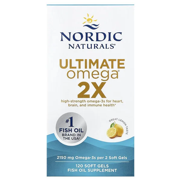 Nordic Naturals Ultimate Omega® 2X, Lemon, 120 Soft Gels (1,075 mg per Softgel)
