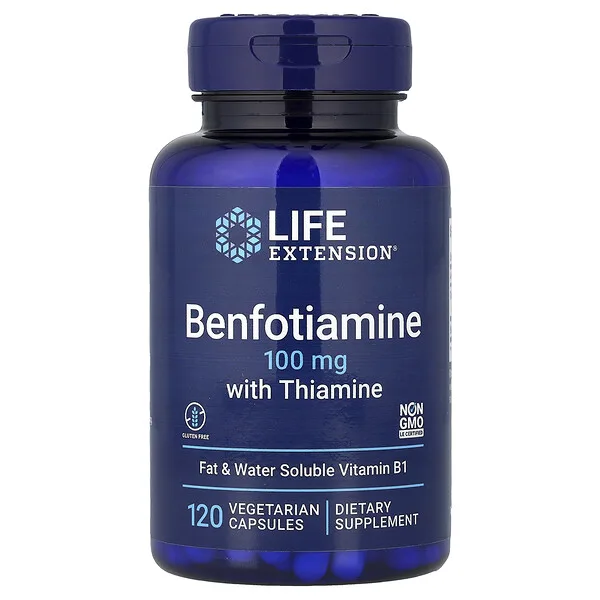 Life Extension Benfotiamine with Thiamine, 100 mg, 120 Vegetarian Capsules
