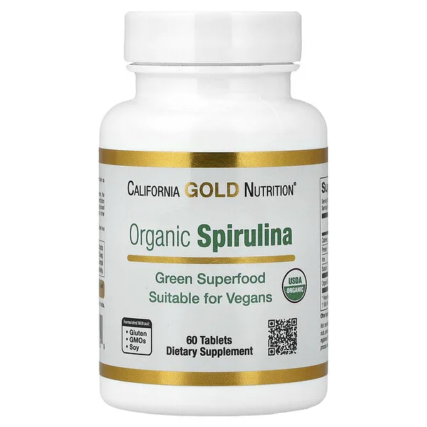 California Gold Nutrition Organic Spirulina, 60 Tablets (500 mg per Tablet)