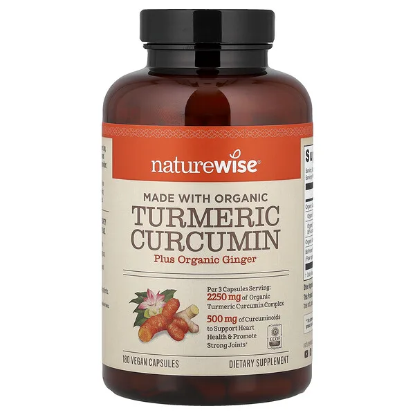 NatureWise Organic Turmeric Curcumin, 180 Vegan Capsules