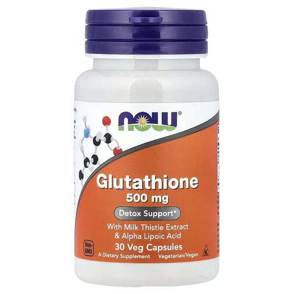 NOW Foods Glutathione With Milk Thistle Extract & Alpha Lipoic Acid, 30 Veg Capsules