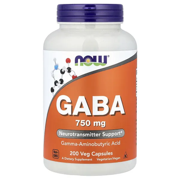 NOW Foods GABA, 750 mg, 200 Veg Capsules