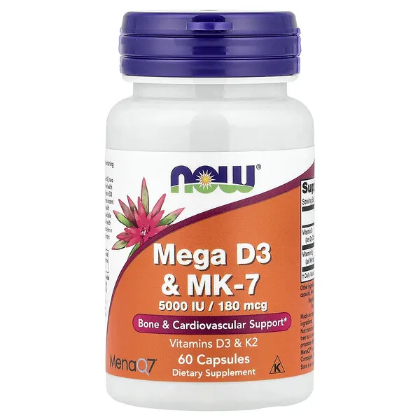 NOW Foods Mega D3 & MK-7, 60 Capsules