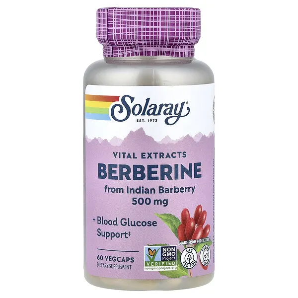 Solaray Vital Extracts, Berberine, 500 mg, 60 VegCaps
