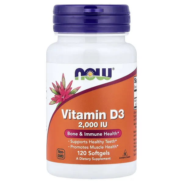 NOW Foods Vitamin D3, 2,000 IU, 120 Softgels