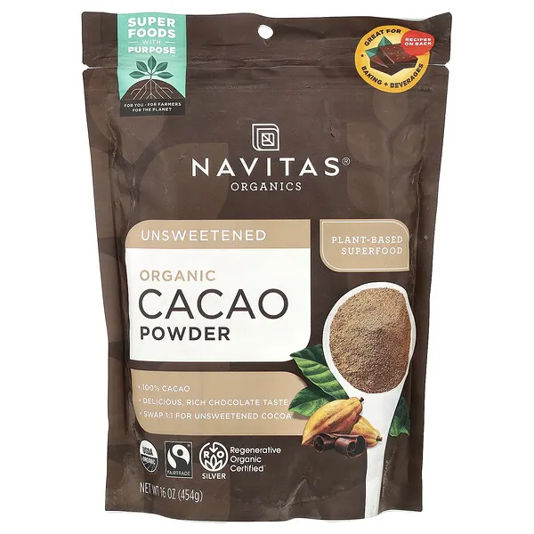 Navitas Organics Organic Cacao Powder, Unsweetened, 16 oz (454 g)