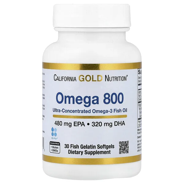 California Gold Nutrition Omega 800, 30 Fish Gelatin Softgels (1,000 mg per Softgel)