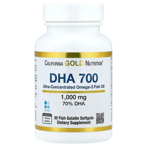 California Gold Nutrition DHA 700 Fish Oil, Ultra-Concentrated, 1,000 mg, 30 Fish Gelatin Softgels
