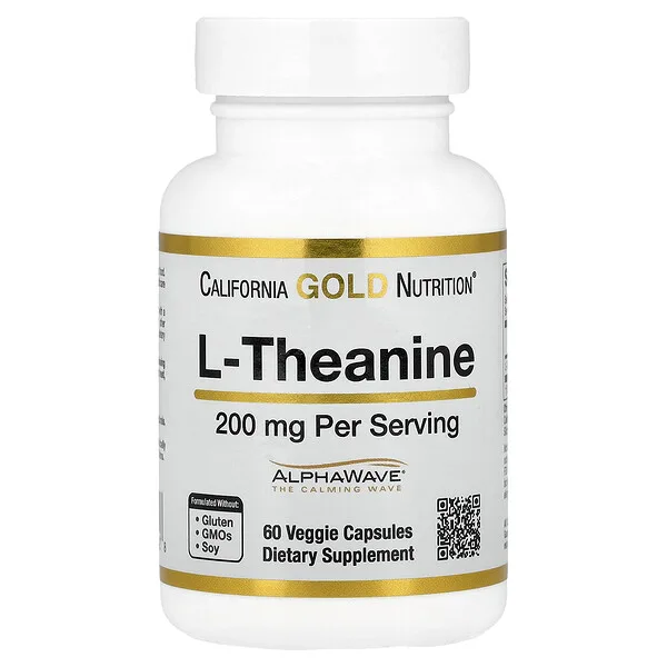 California Gold Nutrition L-Theanine, Featuring AlphaWave®, 200 mg, 60 Veggie Capsules