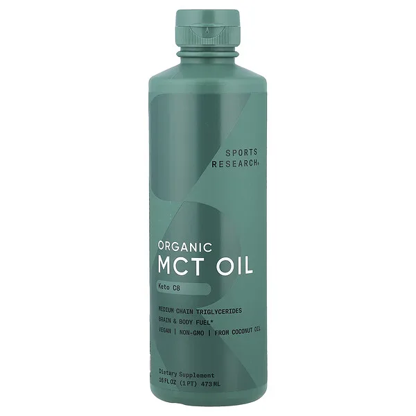 Sports Research Organic MCT Oil, Keto C8, 16 fl oz (473 ml)